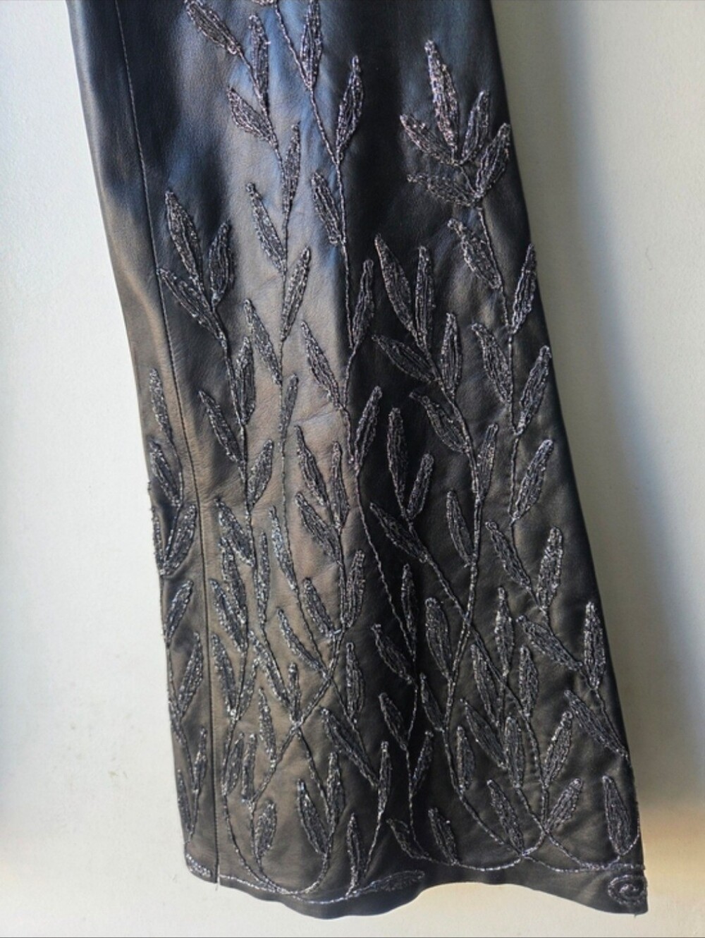 Gucci by Tom Ford Embroidered Boot Cut Leather Pants/ Fall/Winter 1999 Runway/38